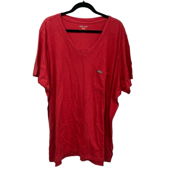 NWOT Ariat Rebar Red V-Neck T-Shirt Size 3XL - Picture 1 of 5